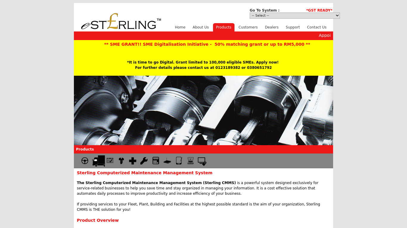 Sterling CMMS Landing page