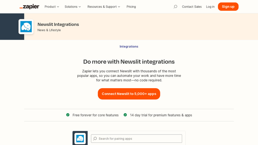 Nuzzel News Integrations on Zapier Landing Page