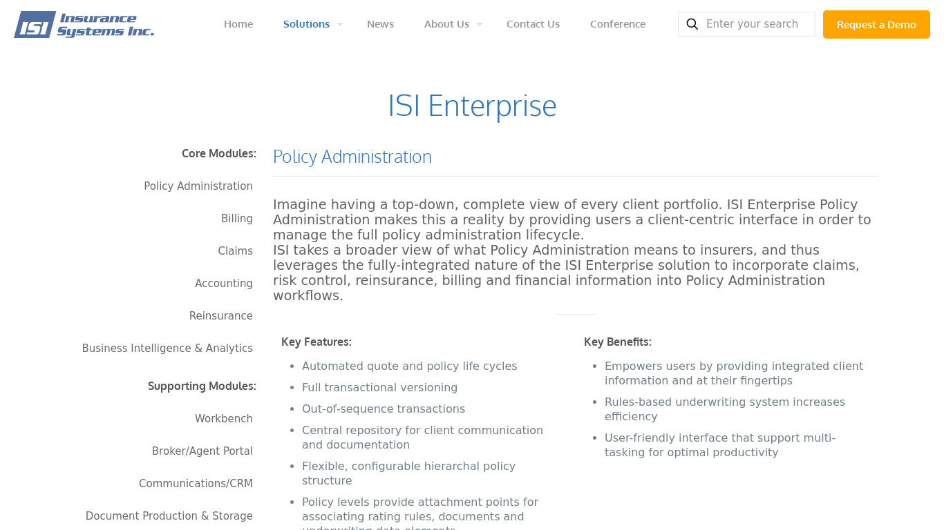 ISI Enterprise Landing page