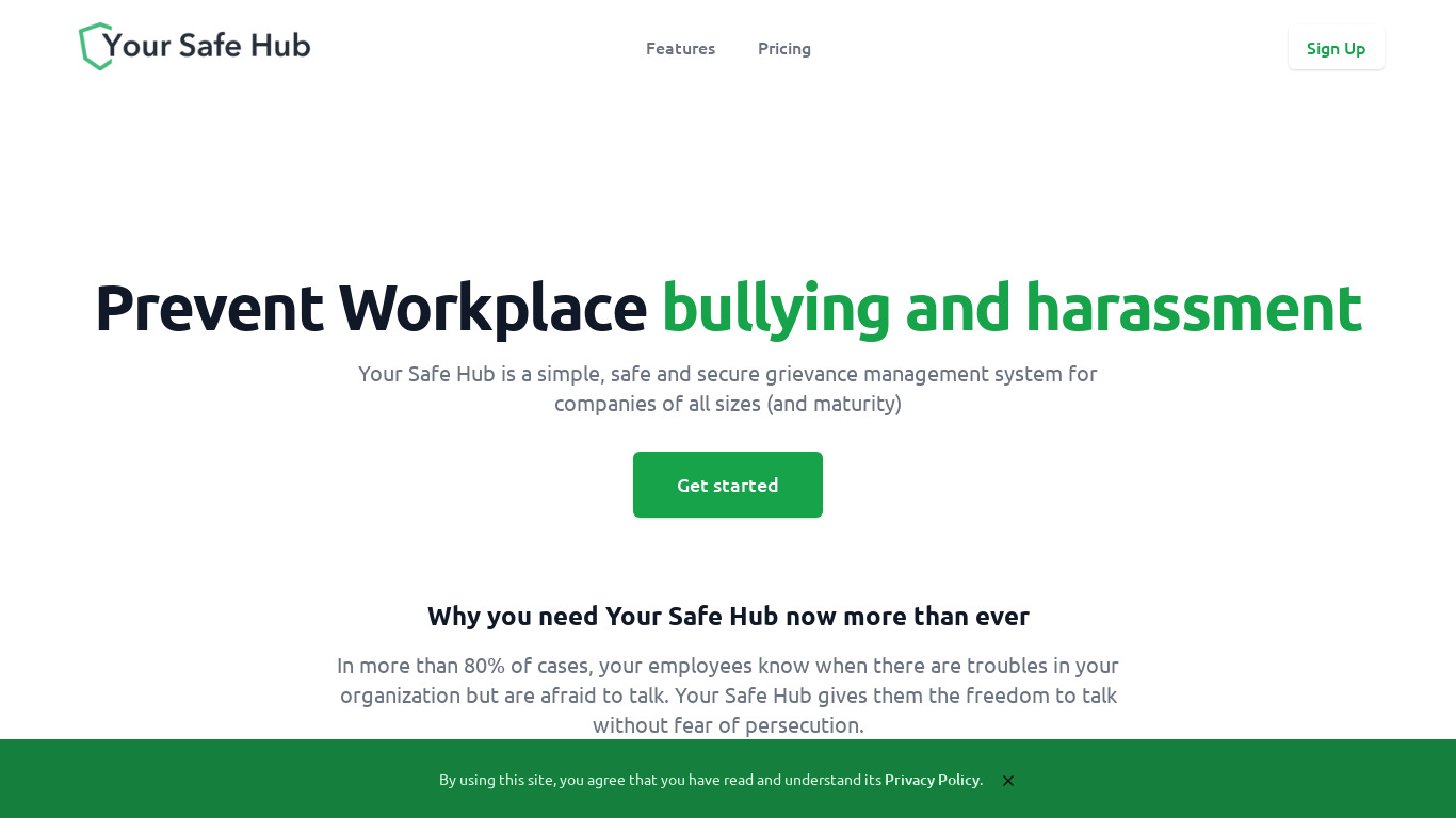 Your Safety Hub Landing page