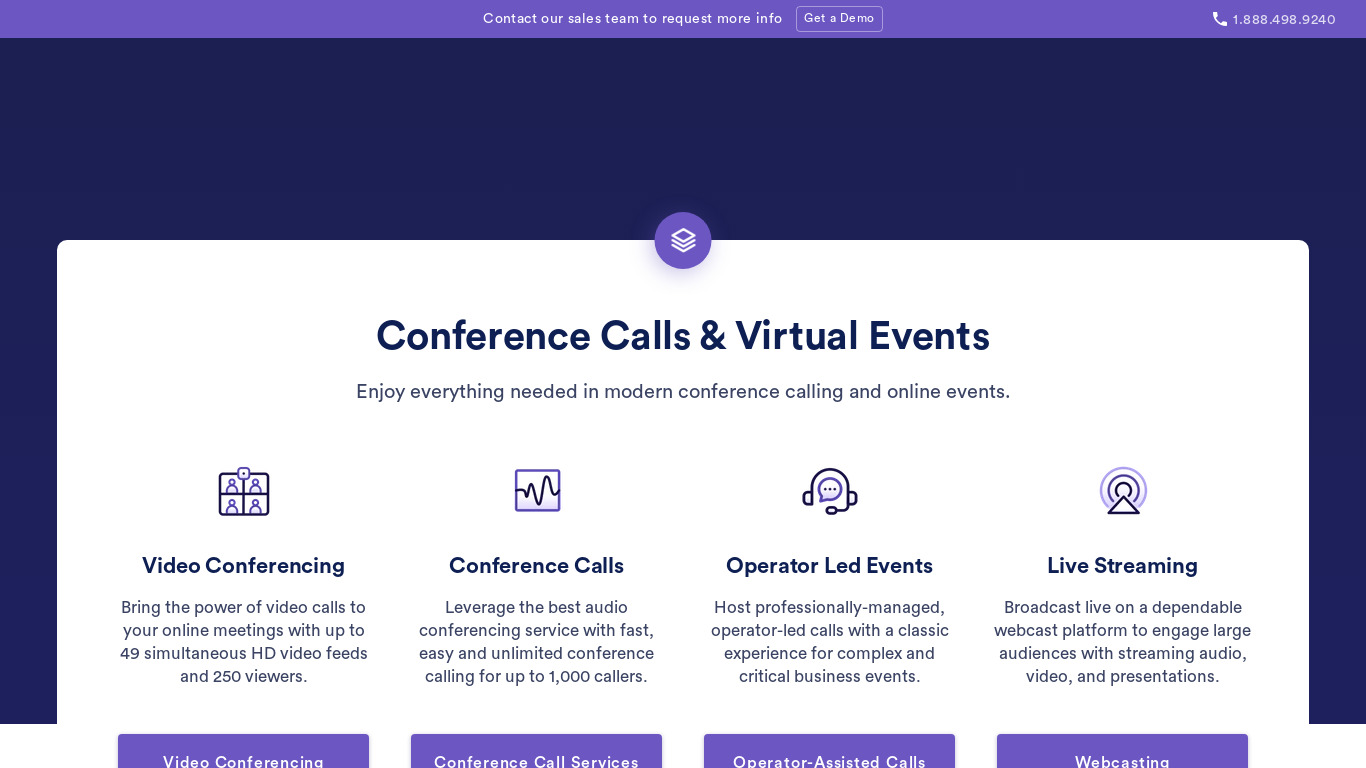 Conference Calling Landing page