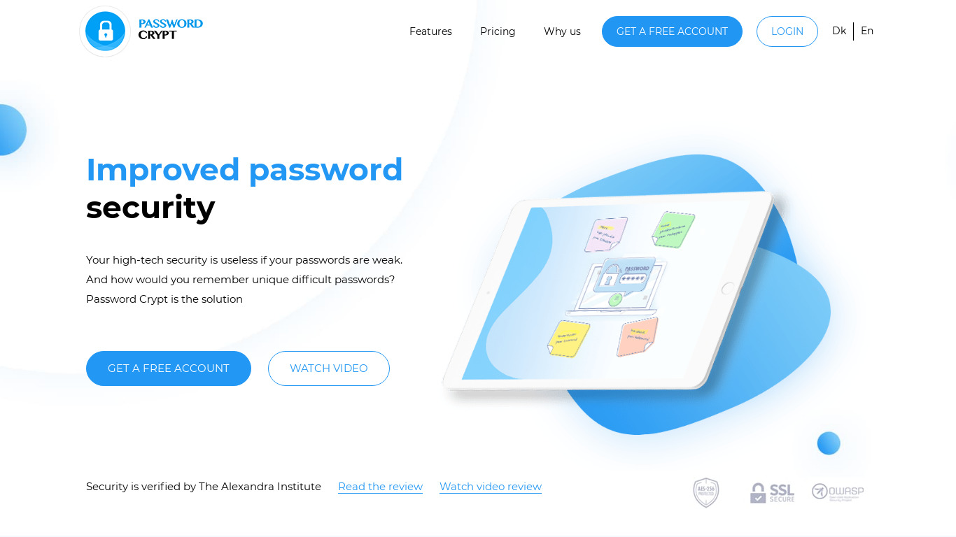 Password Crypt Landing page
