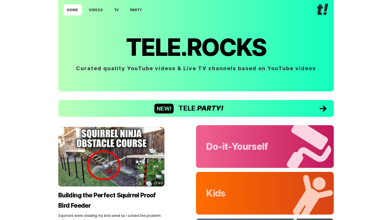 Tele.rocks Landing page