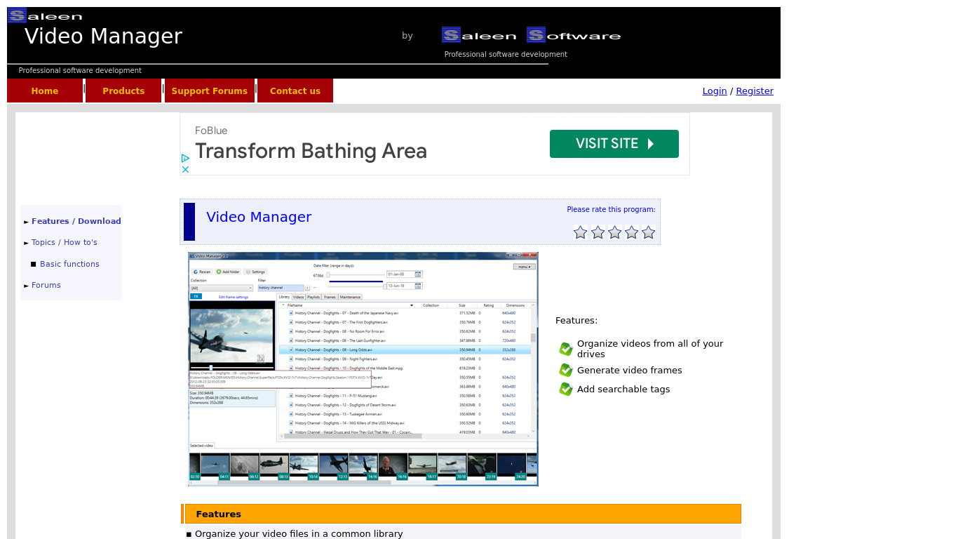 Saleen Video Manager Landing page