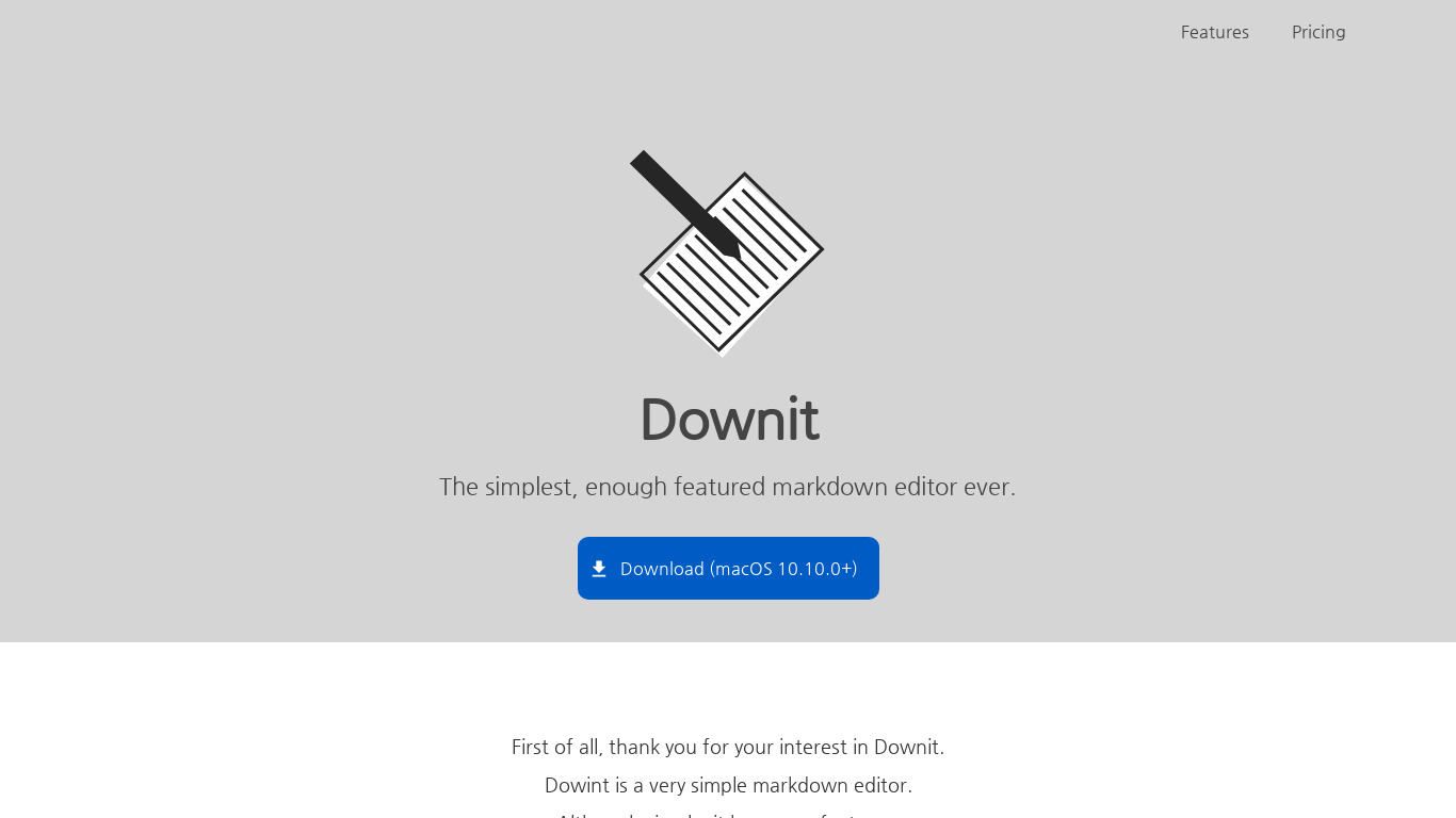 Downit Landing page