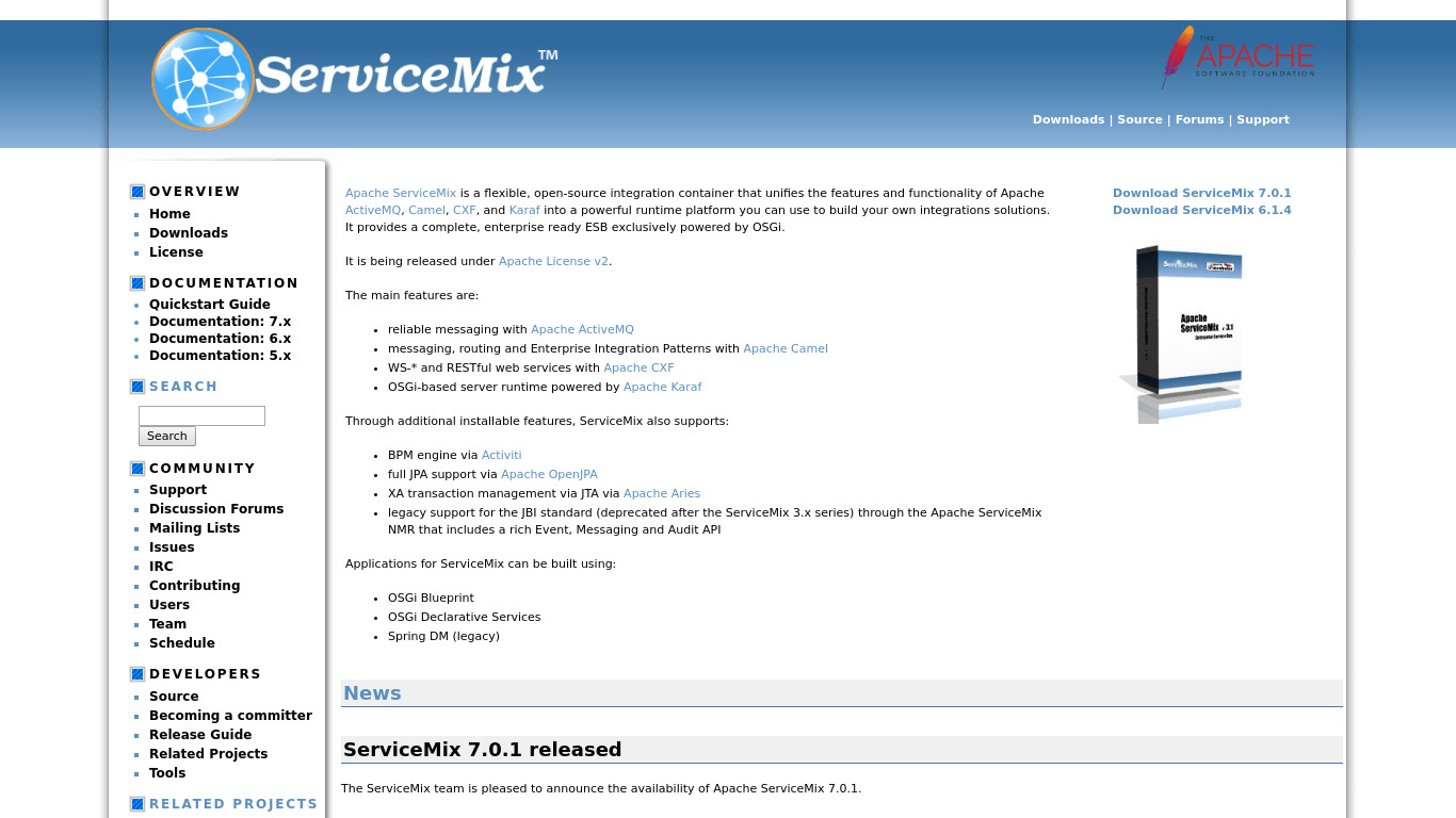 Apache ServiceMix Landing page