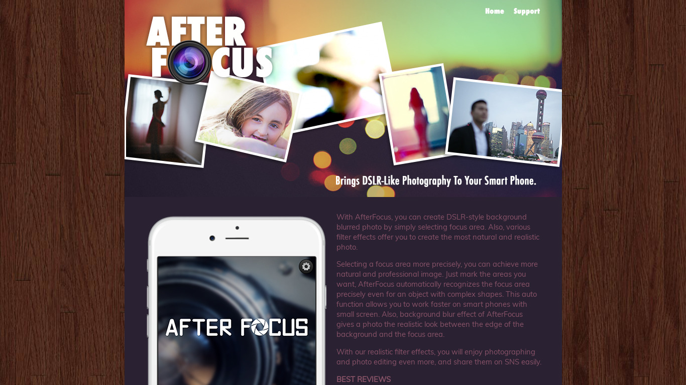 AfterFocus Landing page