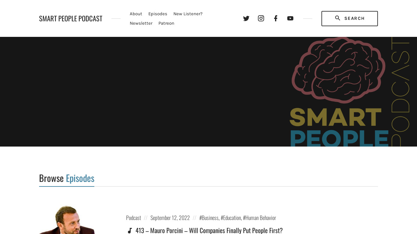 Smart People Podcast Landing page