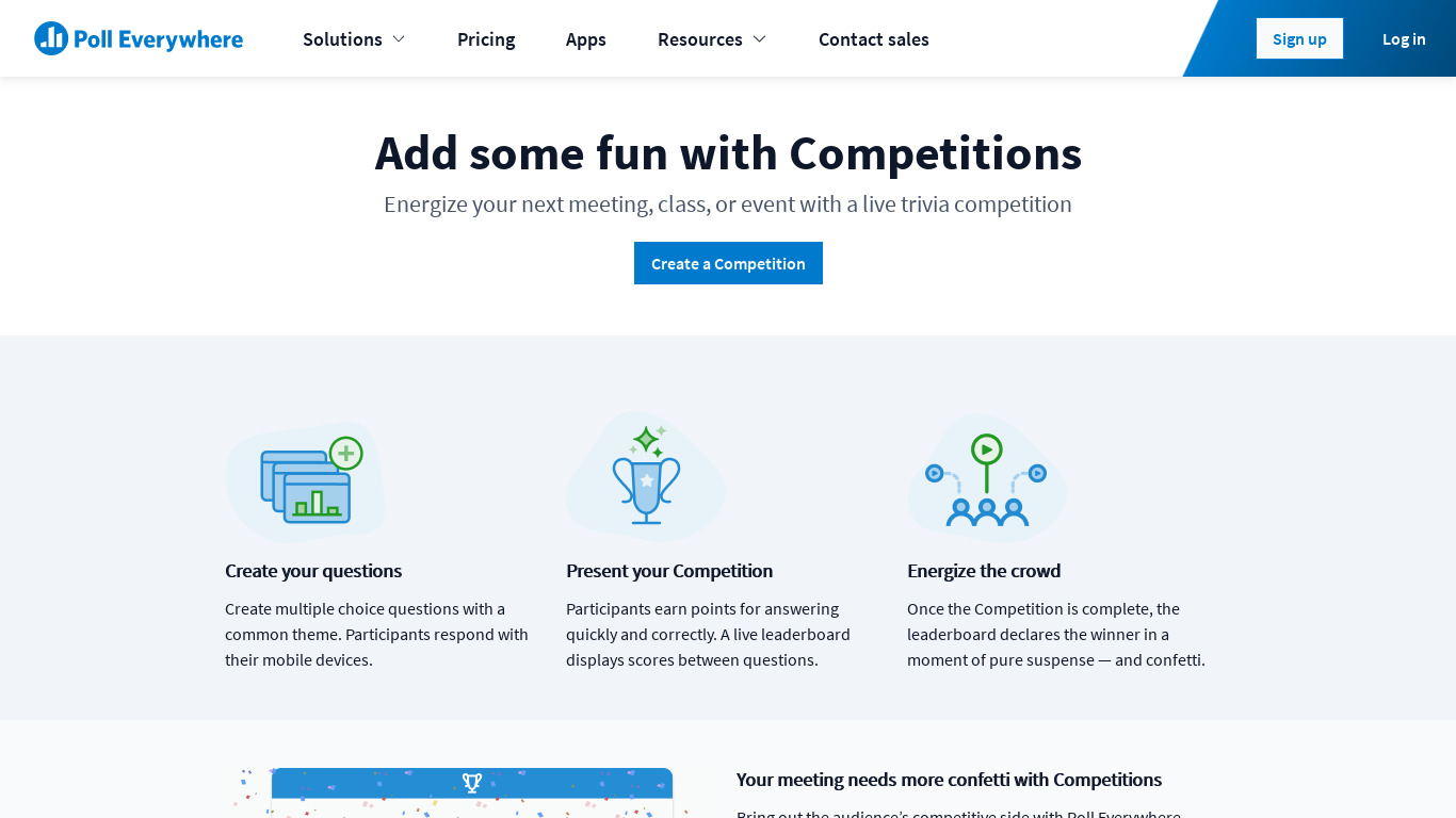 Poll Everywhere Competitions Landing page