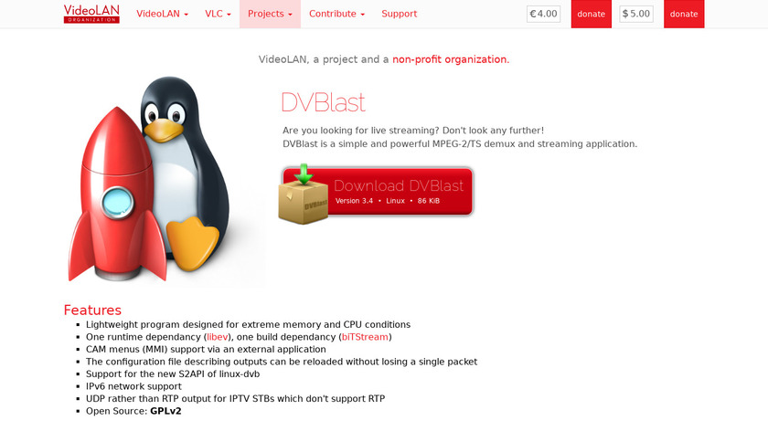 DVBlast Landing Page