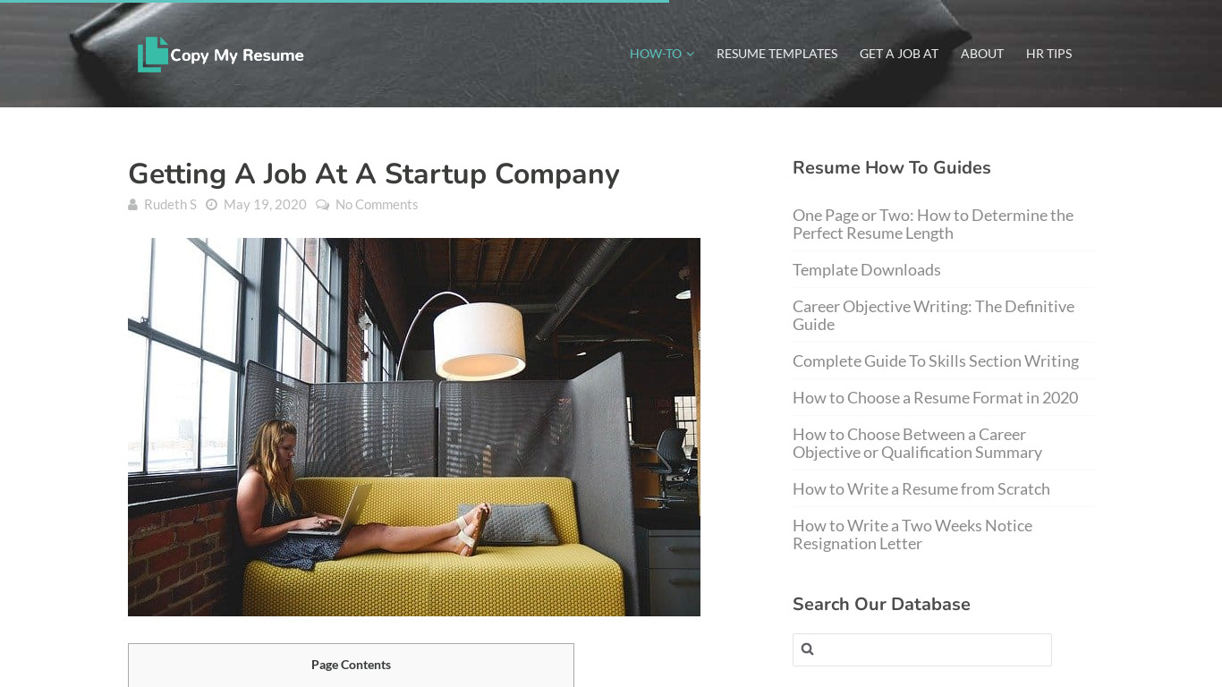 Startup Developer Jobs Landing page