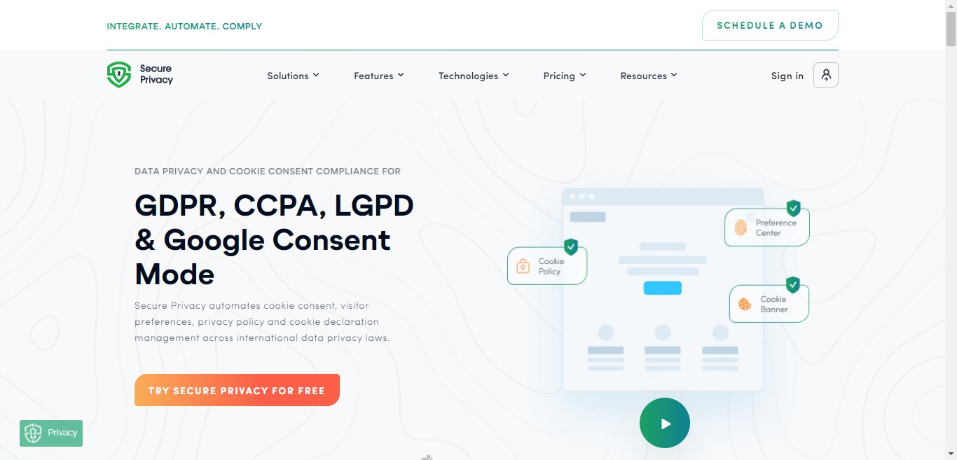 Secure Privacy Landing page