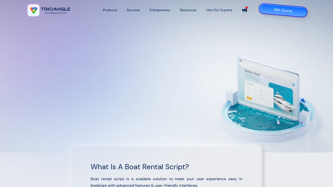 Makent Boats by Trioangle Landing page