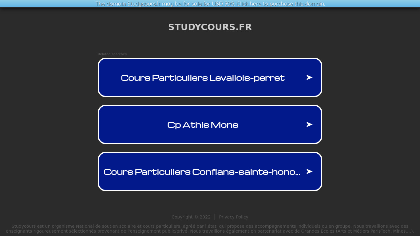 Studycours Landing page