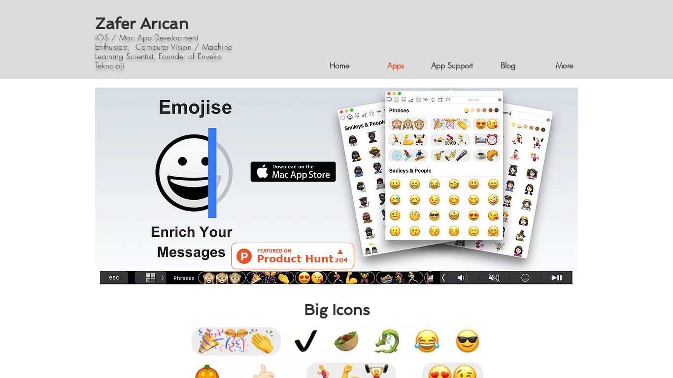 Emojise For MacOS Landing page