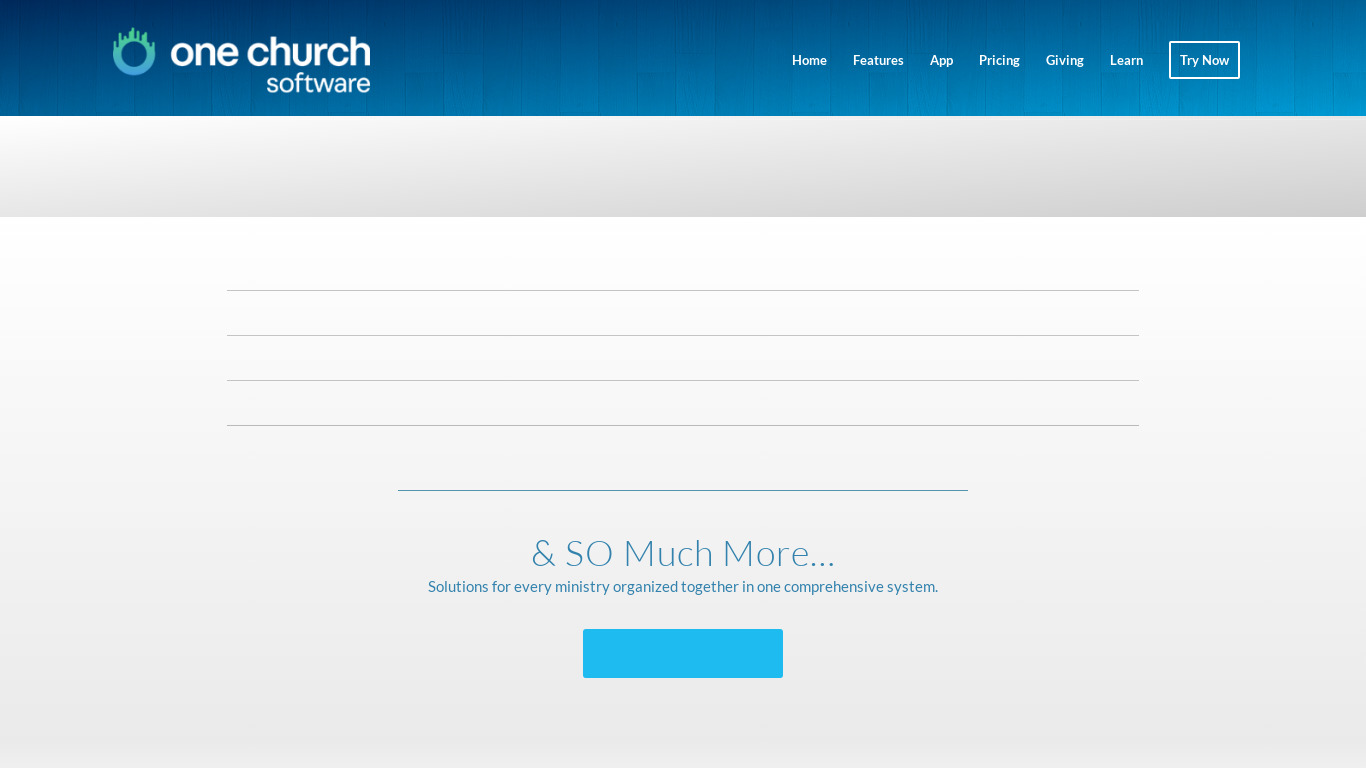 One Church Software Landing page