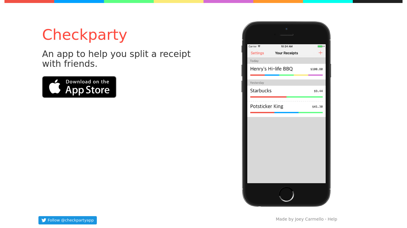 Checkparty Landing page