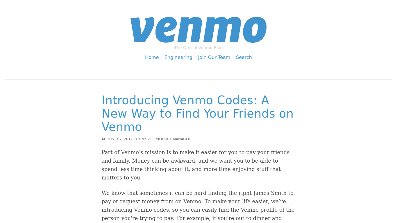 blog.venmo.com Venmo QR Codes Landing page