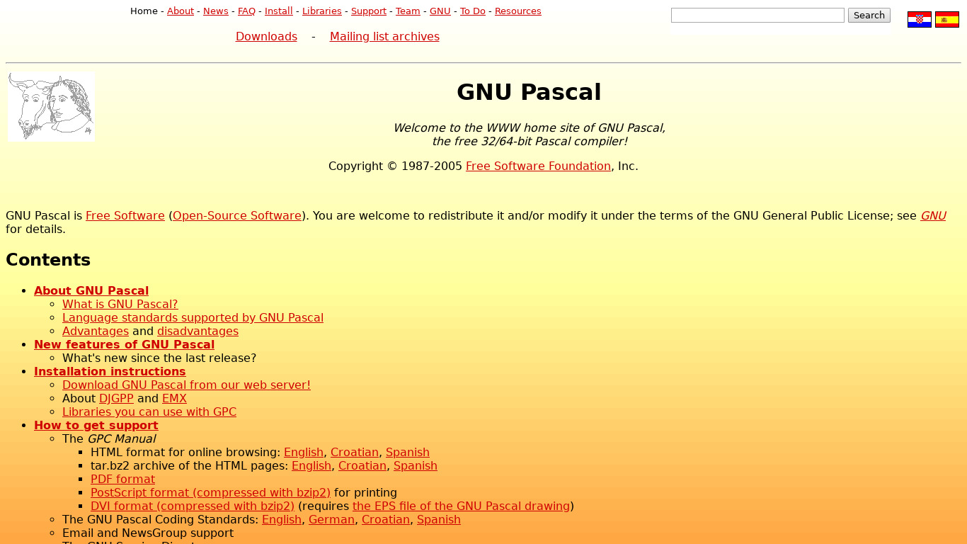 GNU Pascal Landing page