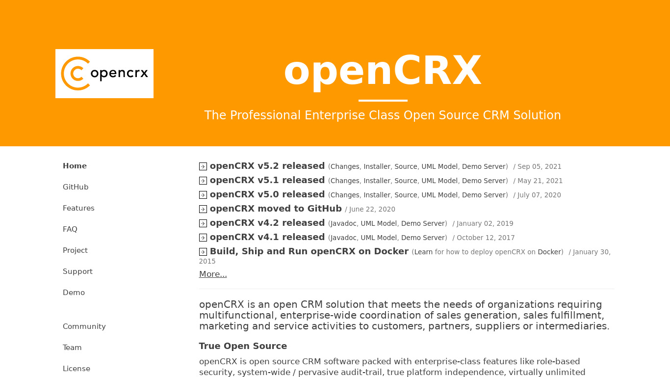 openCRX Landing page
