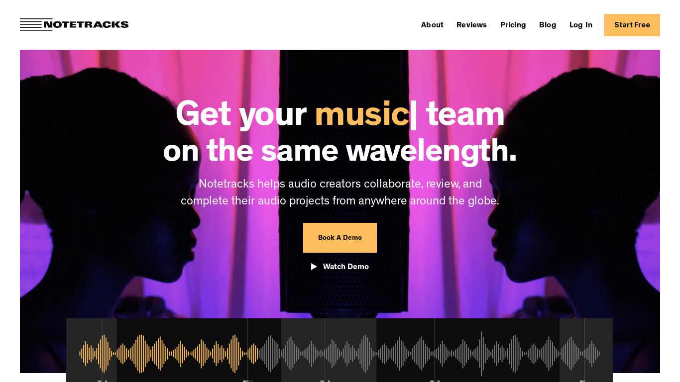 Note Tracks Landing page