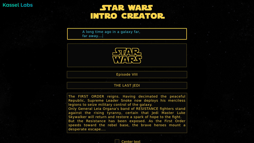 Star Wars Intro Creator Landing Page