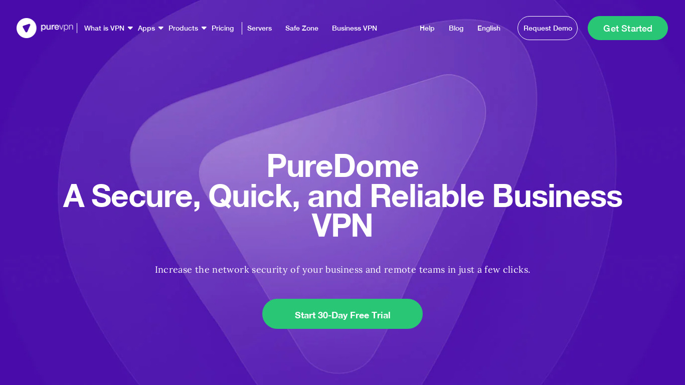 Pure VPN Business Landing page