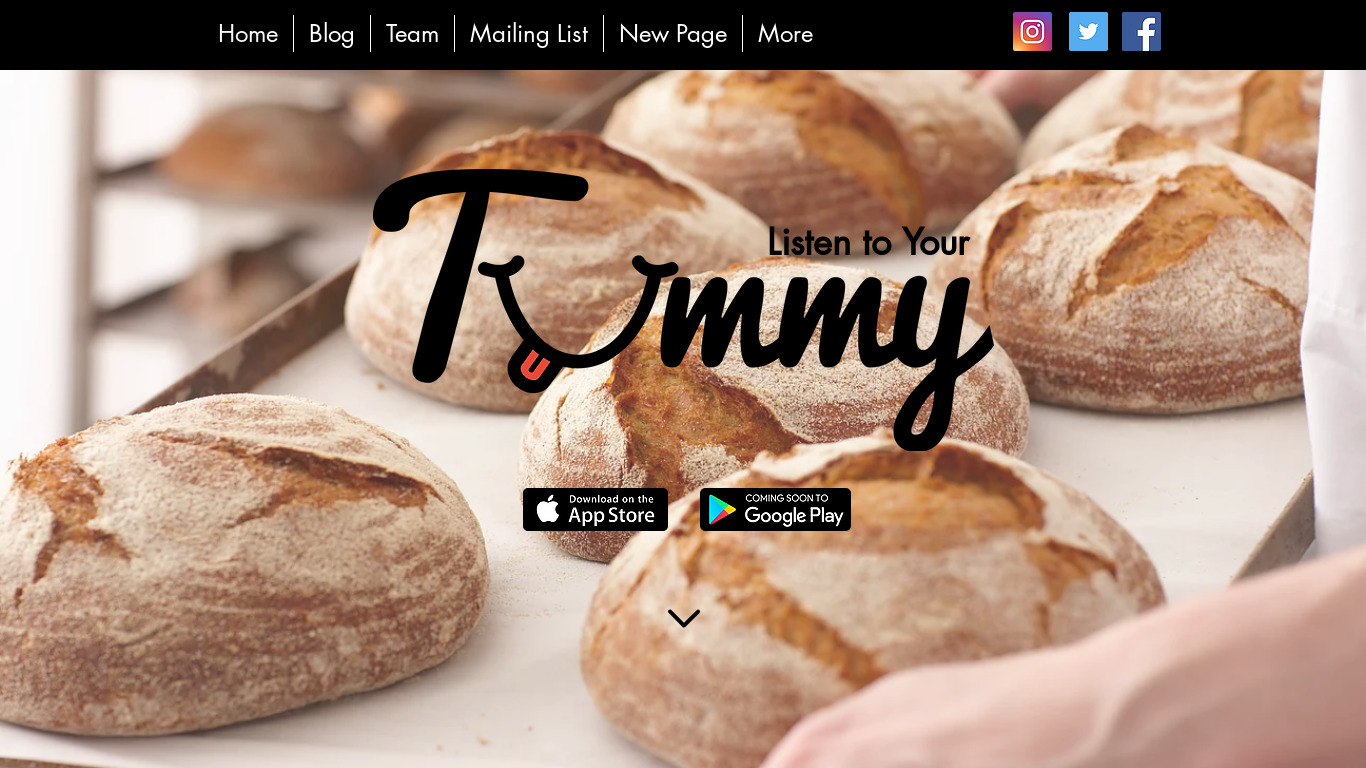 Tummy - The Food Finder Landing page