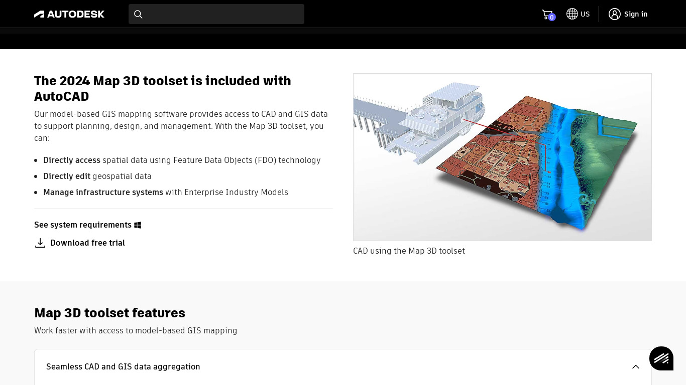 AutoCAD Map 3D Landing page