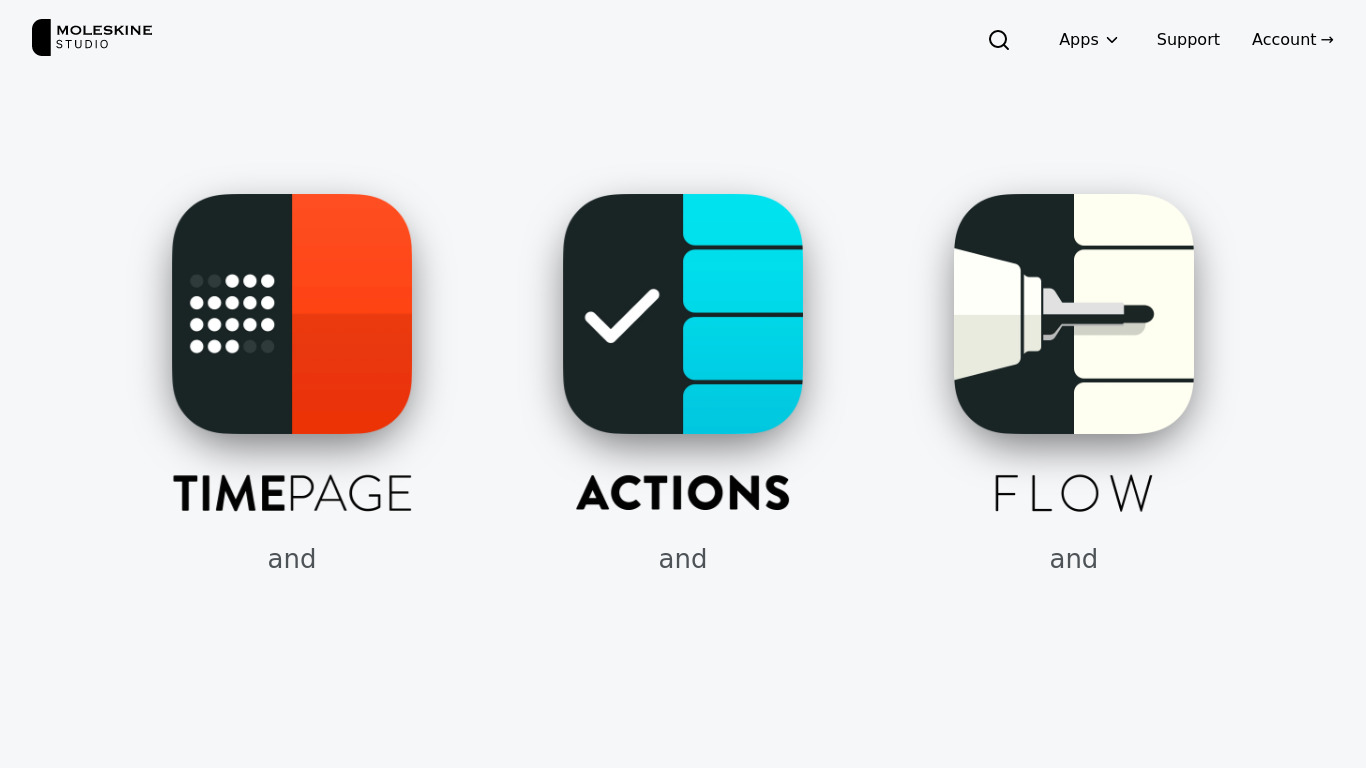 Actions by Moleskine Landing page