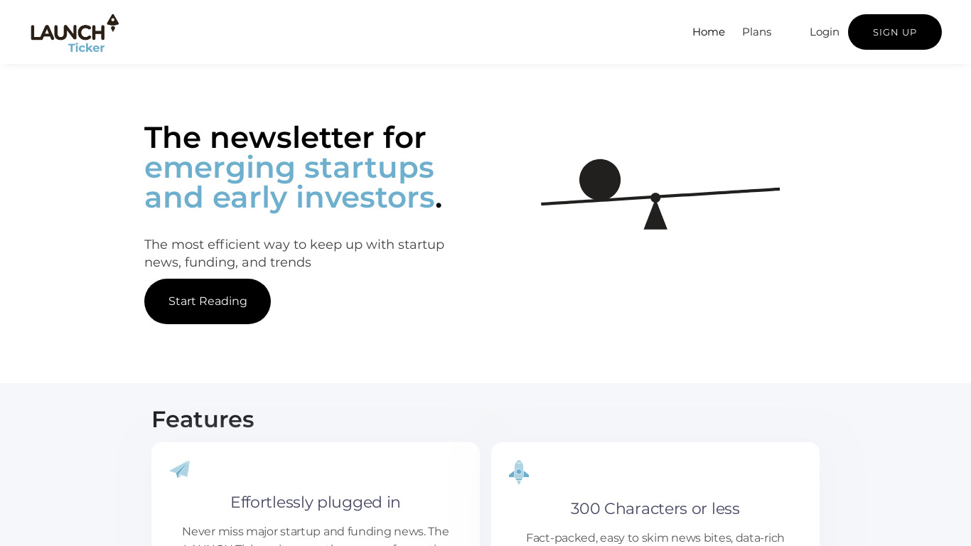 LAUNCH Ticker Landing page