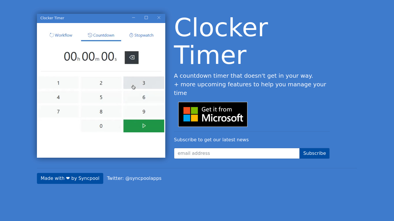 Clocker Timer Landing page