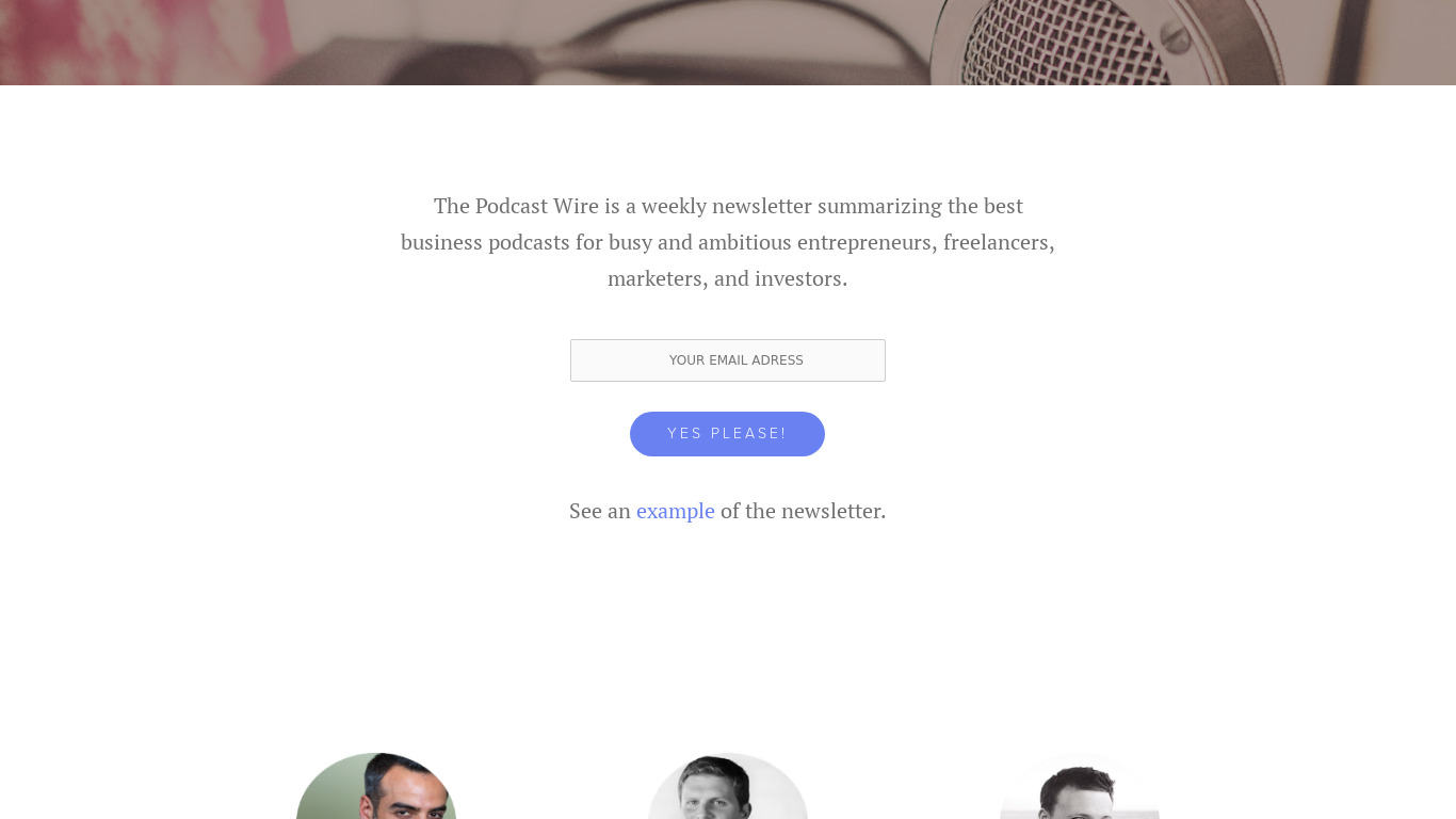 The Podcast Wire Landing page