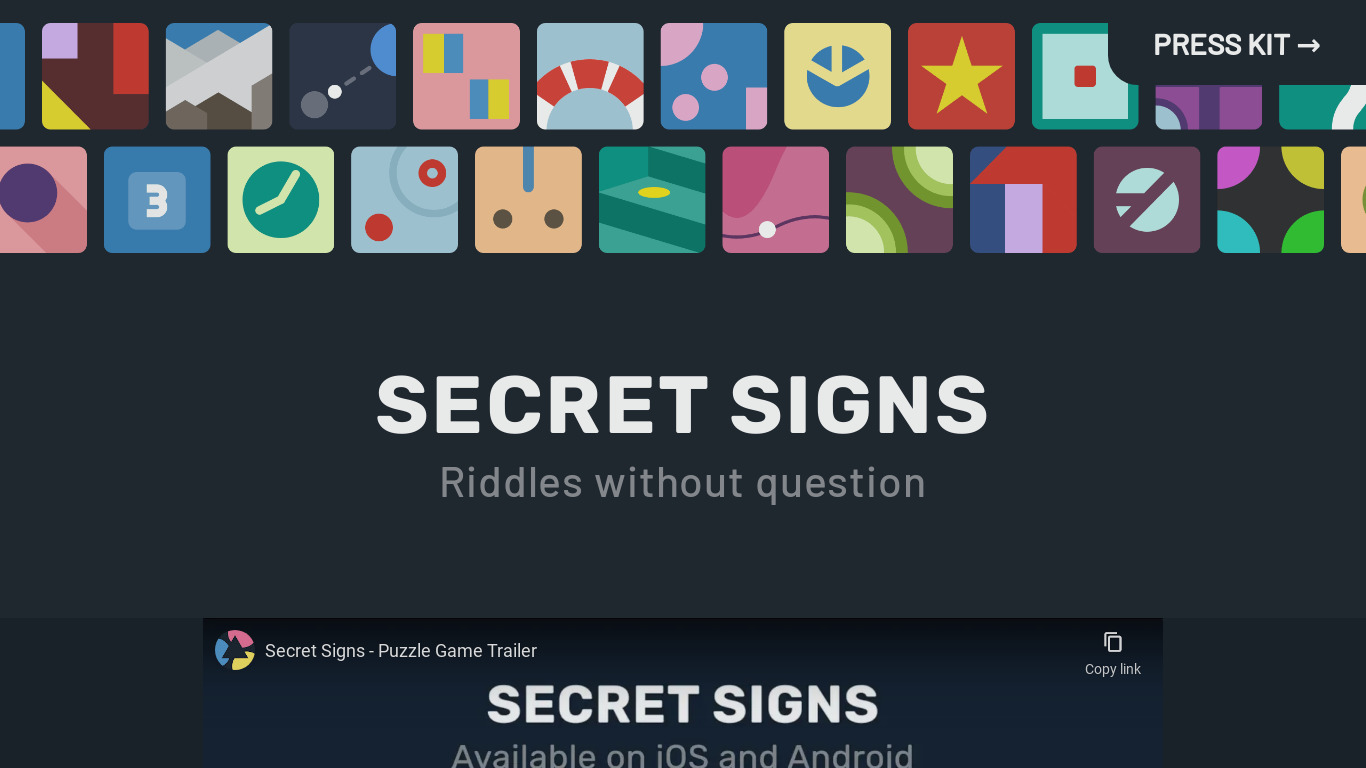 Secret Signs Landing page