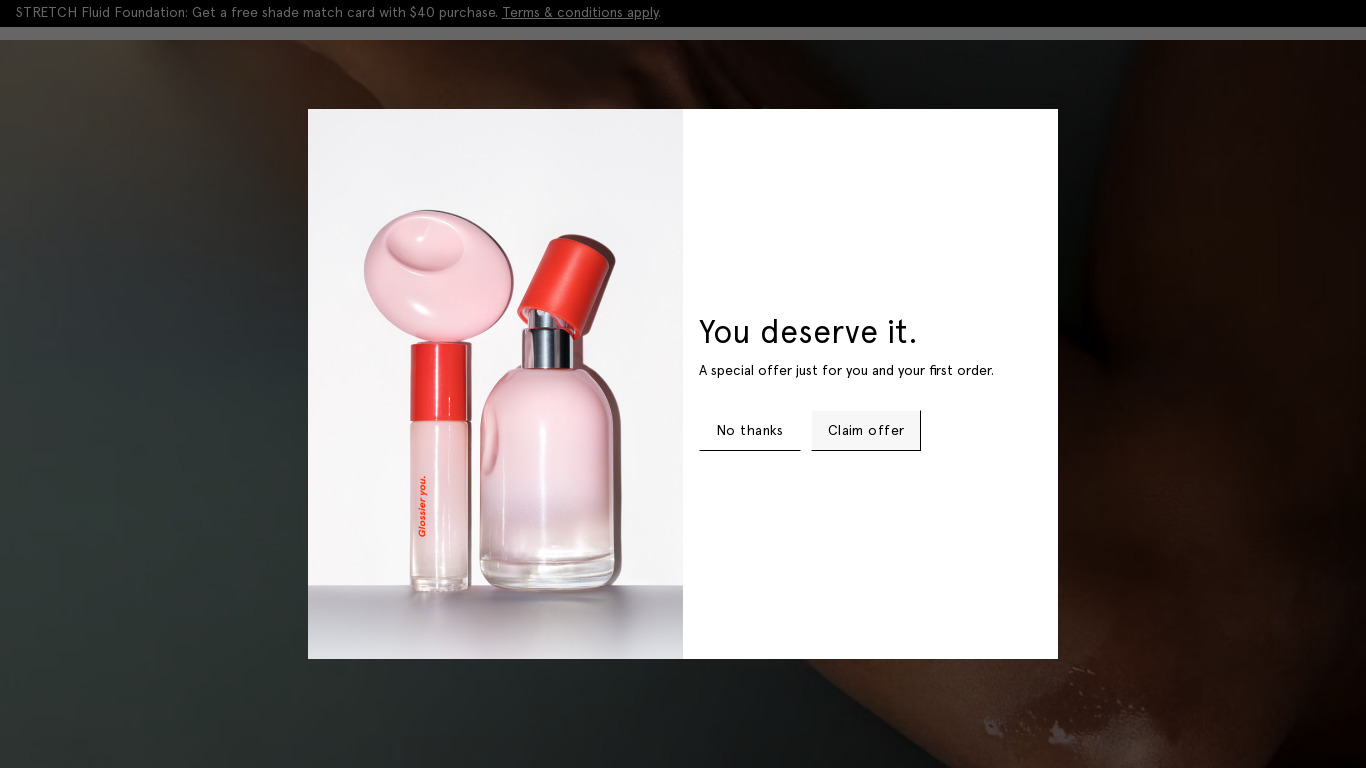 Glossier Landing page