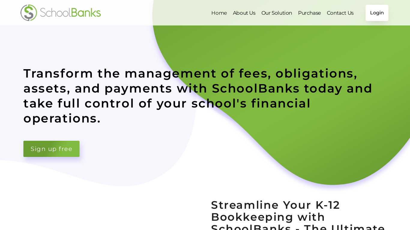 SchoolBanks.com Landing page