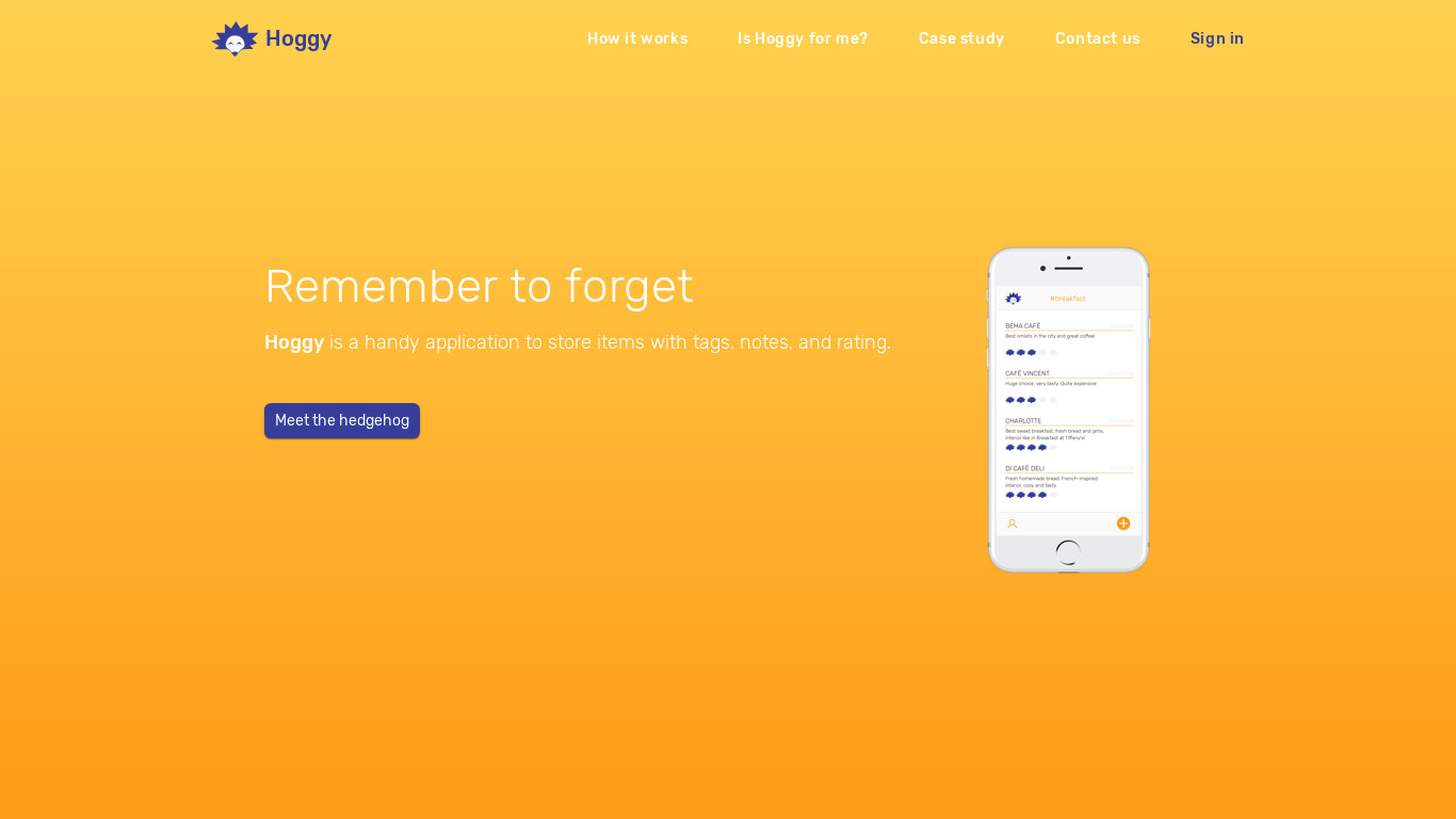 Hoggy Landing page