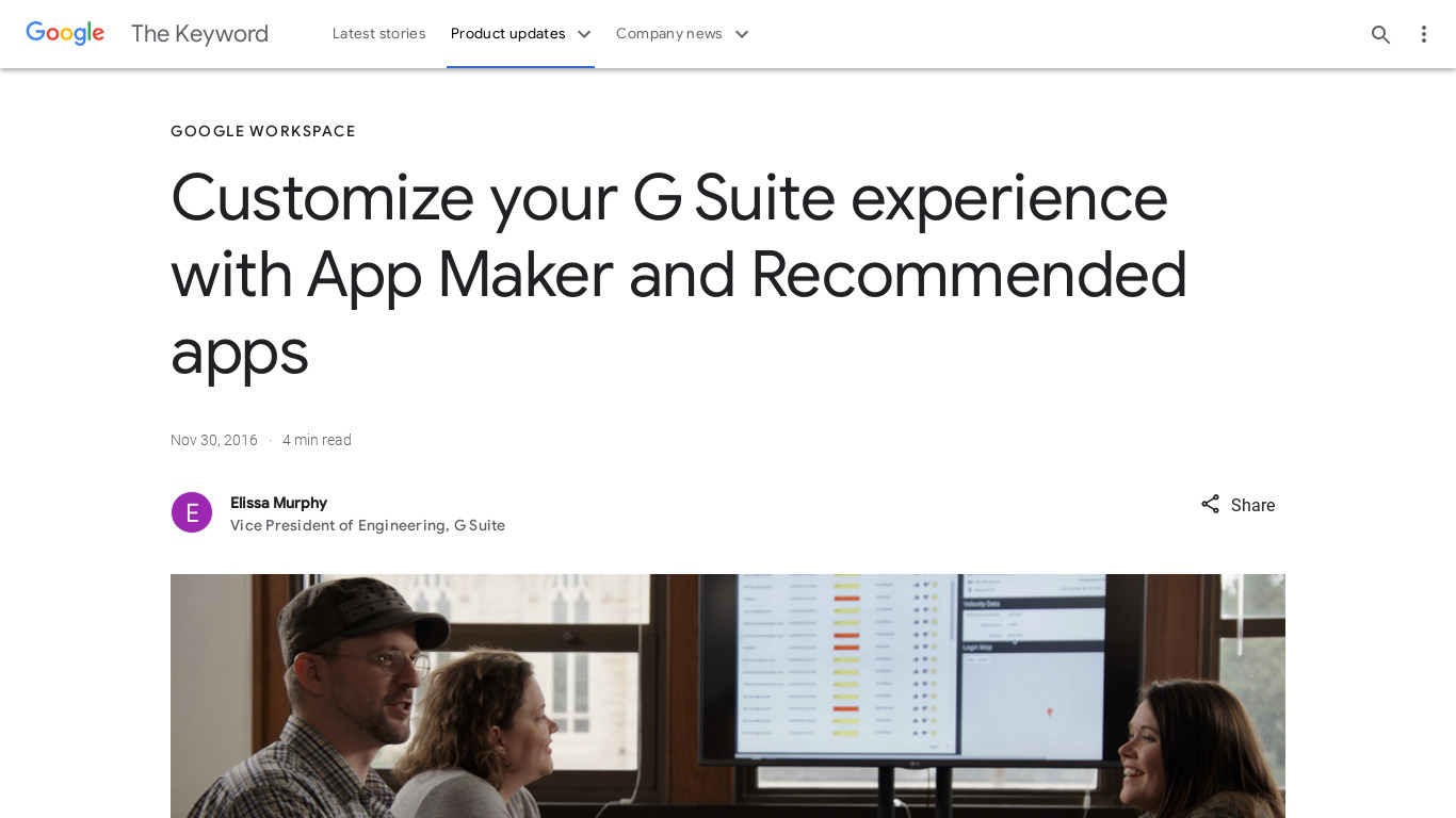 G Suite App Maker Landing page