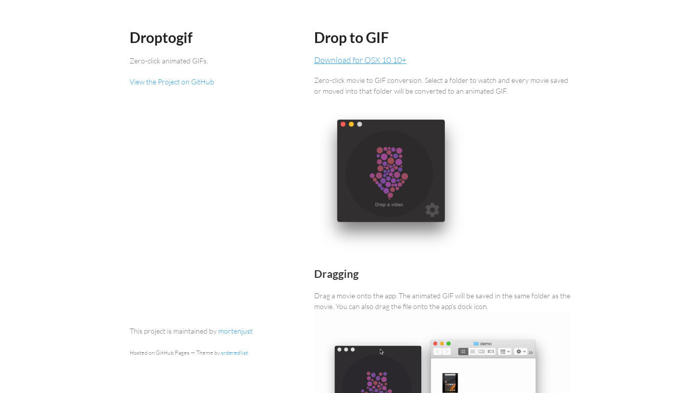 Drop to GIF Landing page
