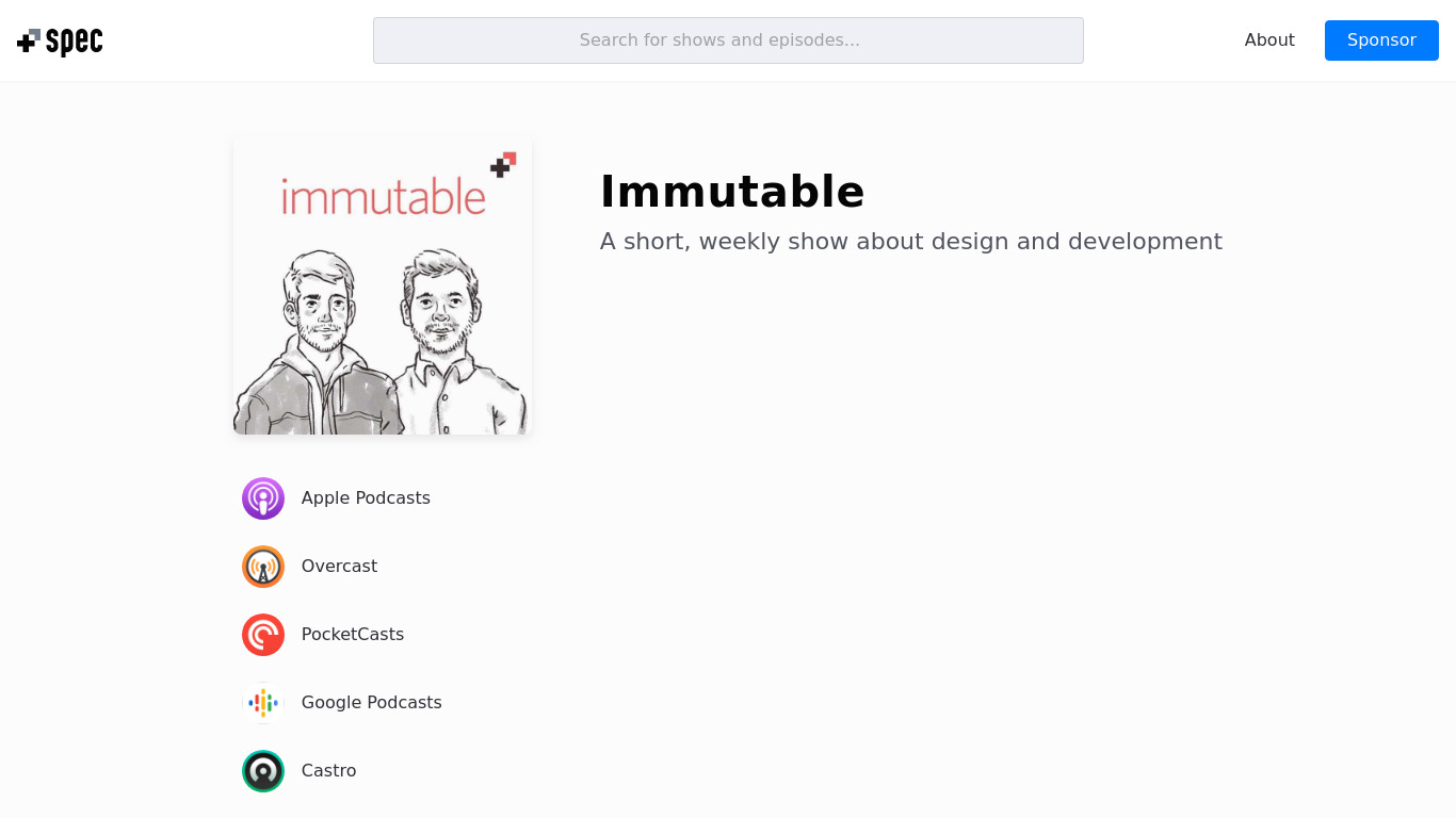 Immutable Podcast Landing page