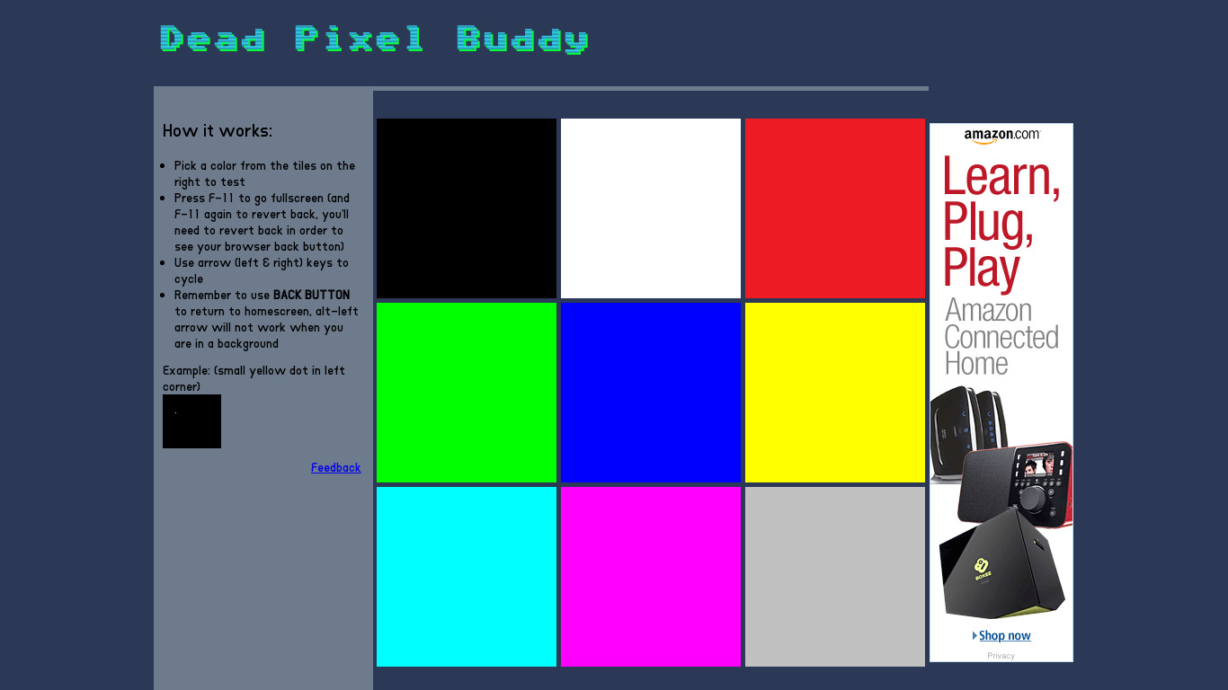 Dead Pixel Buddy Landing page