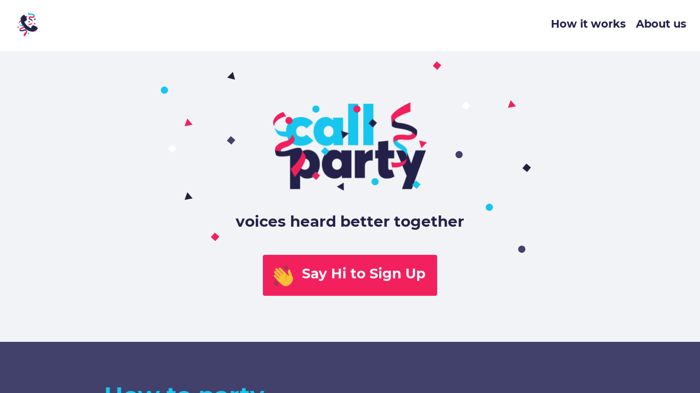 CallParty Landing page