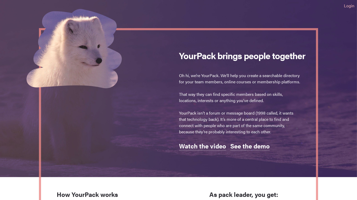 YourPack Landing page