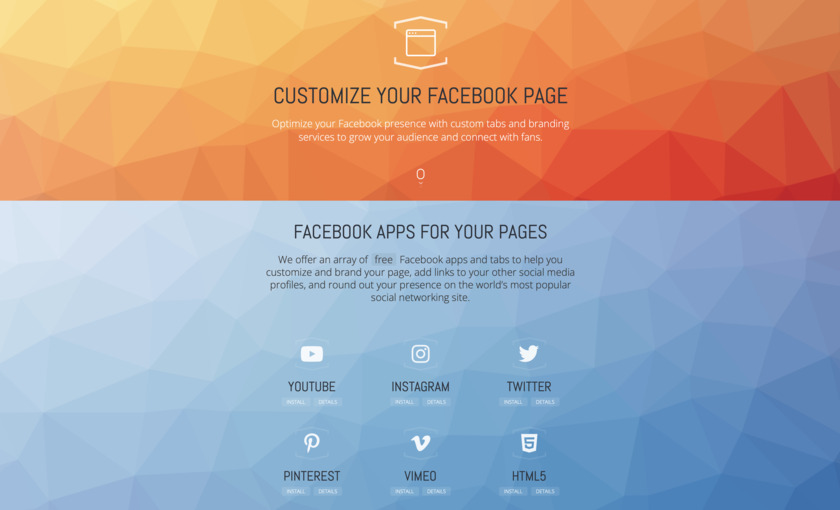 Facebook Apps and Tabs Landing Page