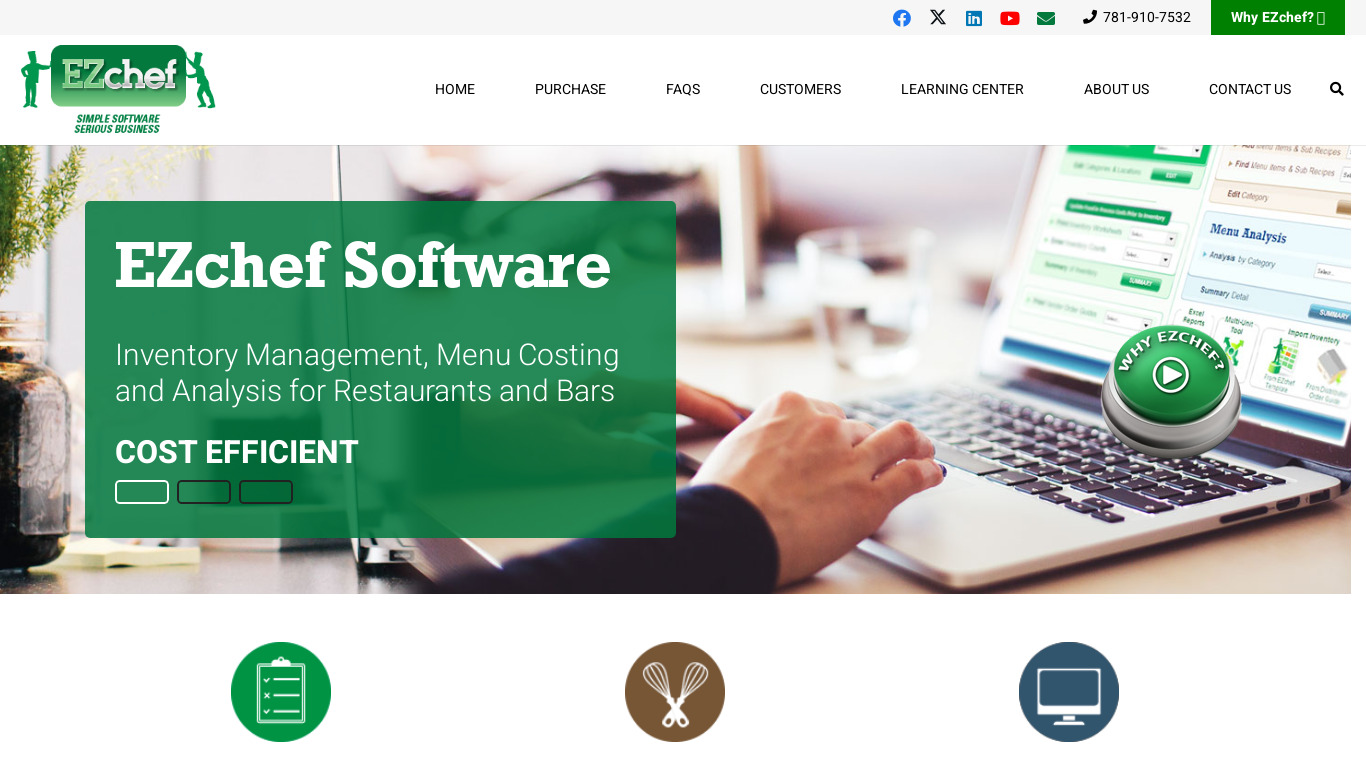 EZchef Software Landing page