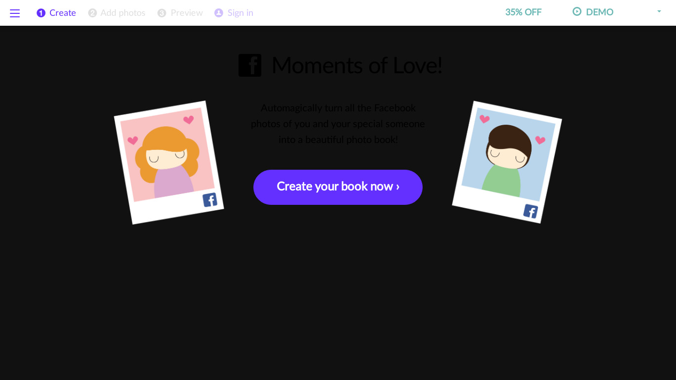 Valentine's Day Moments of Love Landing page