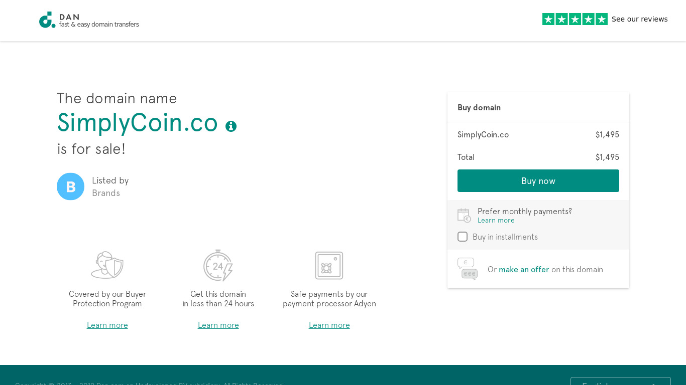 Simply Coin Landing page