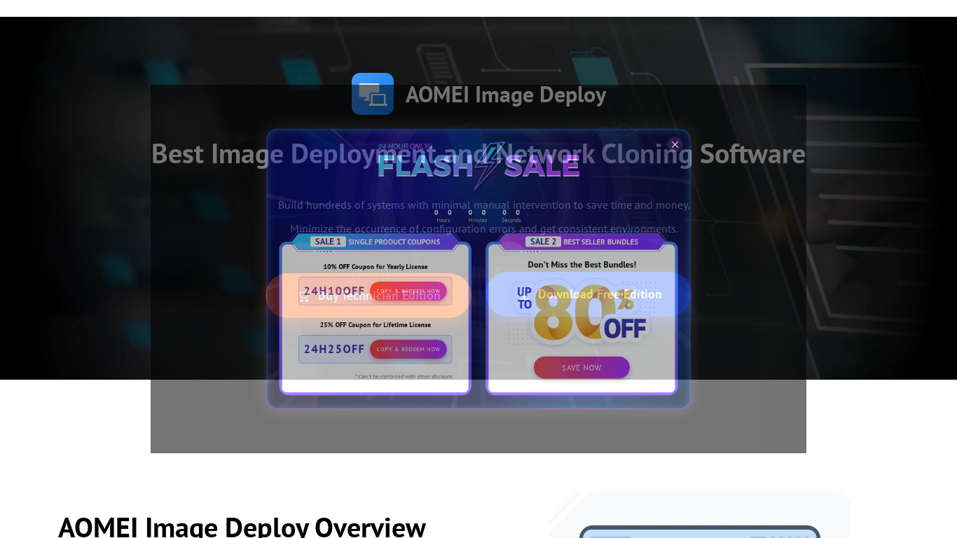AOMEI Image Deploy Landing page