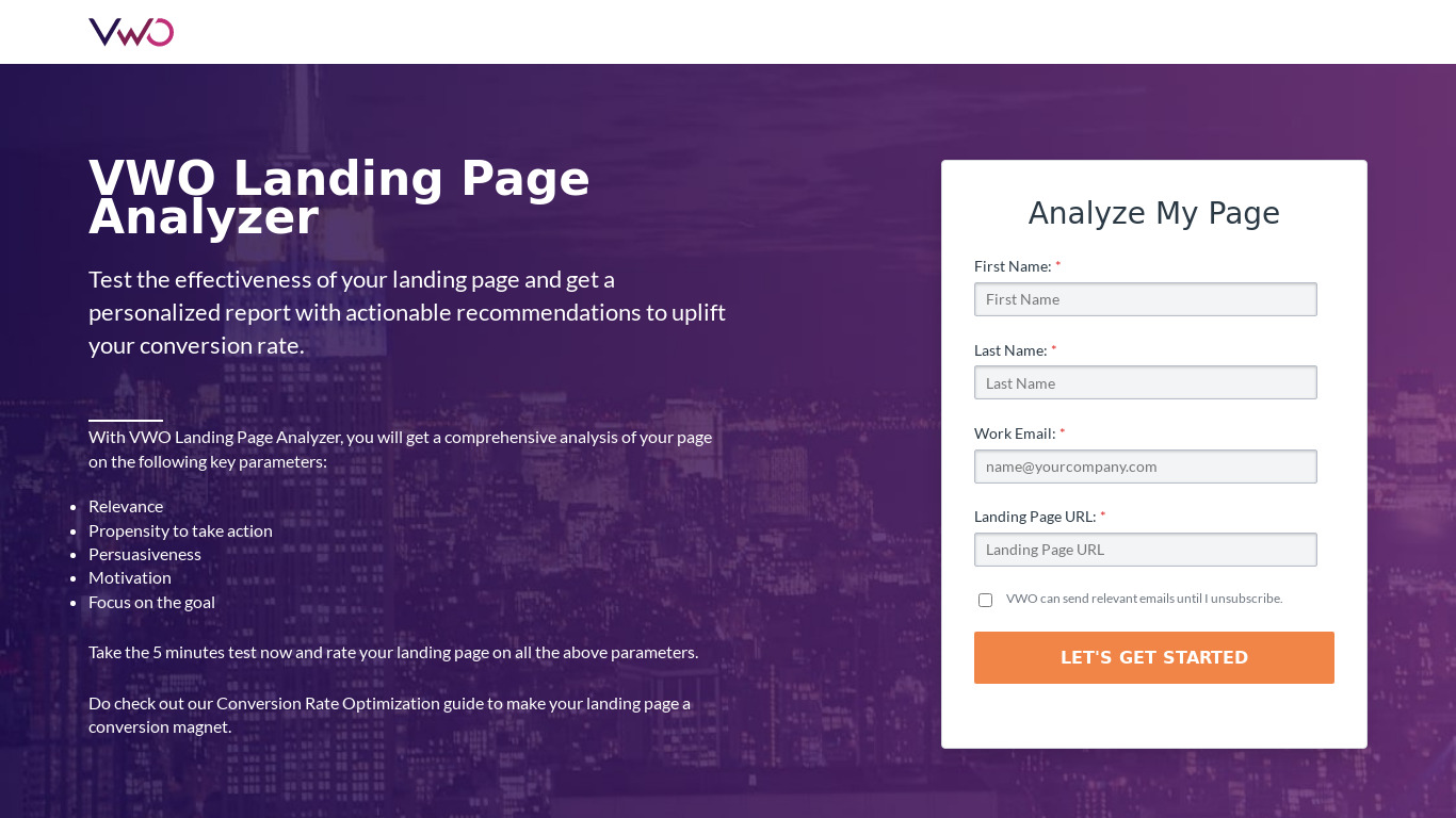 Landing Page Analyzer Landing page