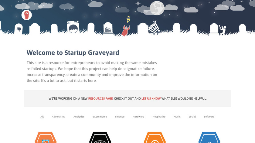 Startup Graveyard Landing Page
